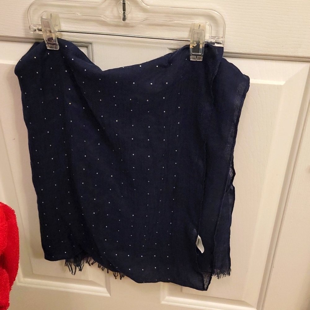 Navy Blue scarf with gold accents